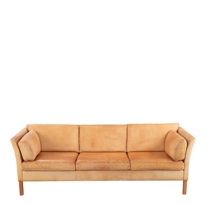 Scandinavian Design : late 20thc light leather 3-seat sofa