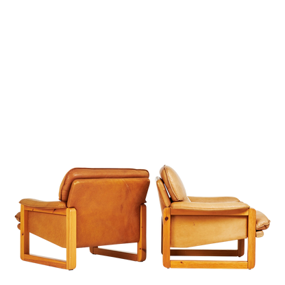 1979 Hannu Jyras : pine & leather "Furuhof" lounge chair, Sweden