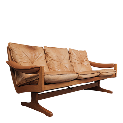 1970s Soda Galvano : 3-seat ashwood and leather sofa, Norway