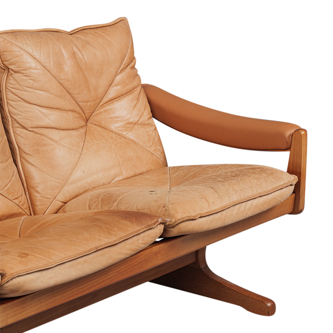 1970s Soda Galvano : 3-seat ashwood and leather sofa, Norway