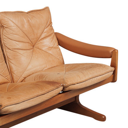 1970s Soda Galvano : 3-seat ashwood and leather sofa, Norway