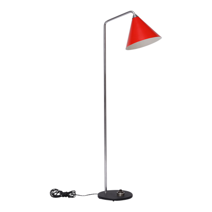 1956 Hvidt & Molgaard : model G126 red cone & steel floor lamp