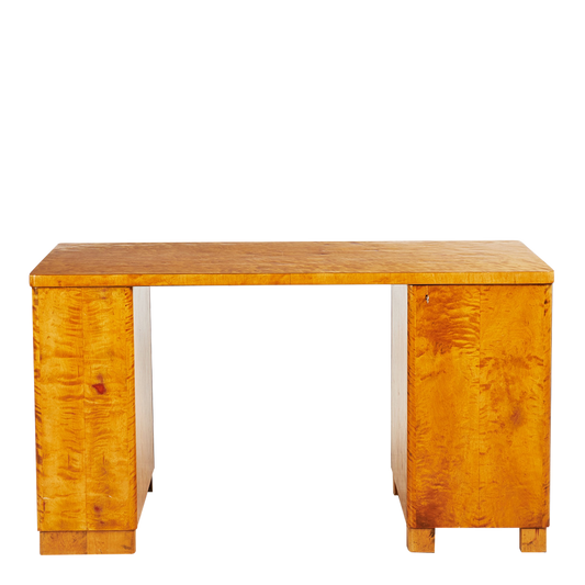 1940s Swedish : flame birch partners desk, Bodofors