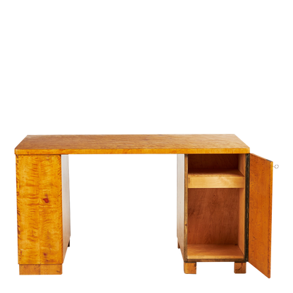 1940s Swedish : flame birch partners desk, Bodofors