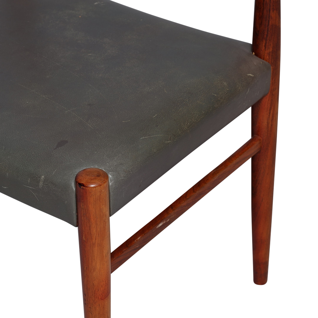 1960s Arne Hovmand Olsen : set eight rosewood & leather dining chairs