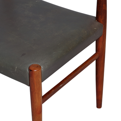 1960s Arne Hovmand Olsen : set eight rosewood & leather dining chairs