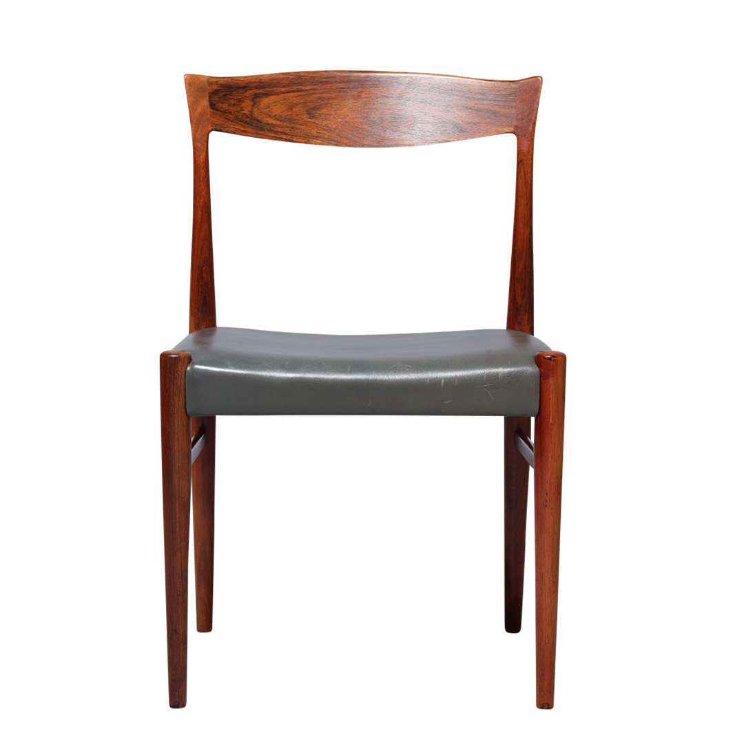 1960s Arne Hovmand Olsen : set eight rosewood & leather dining chairs