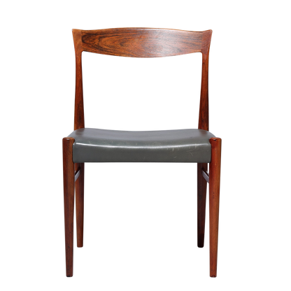 1960s Arne Hovmand Olsen : set eight rosewood & leather dining chairs