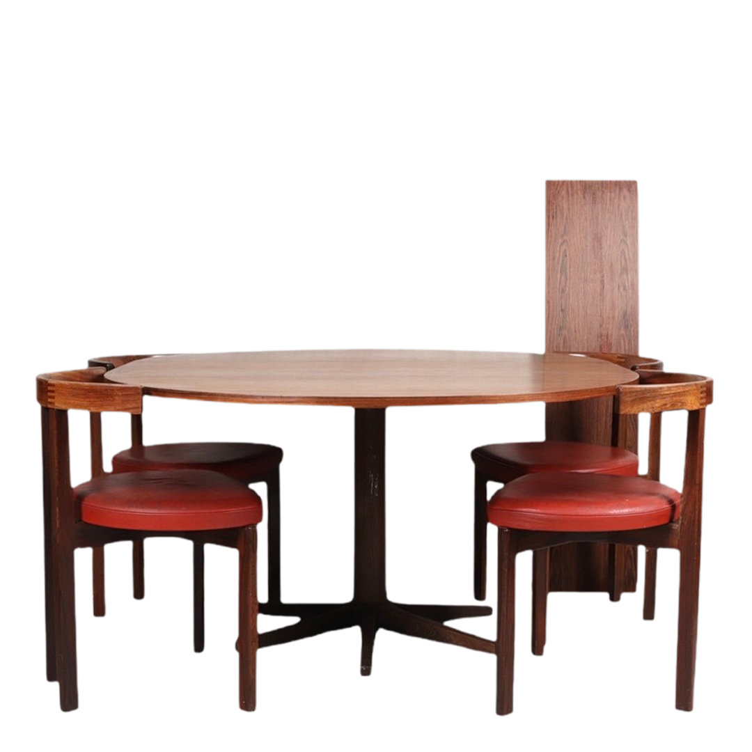1960s Danish : Ole Gjerløv-Knudsen and Torben Lind rosewood dining set