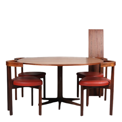 1960s Danish : Ole Gjerløv-Knudsen and Torben Lind rosewood dining set