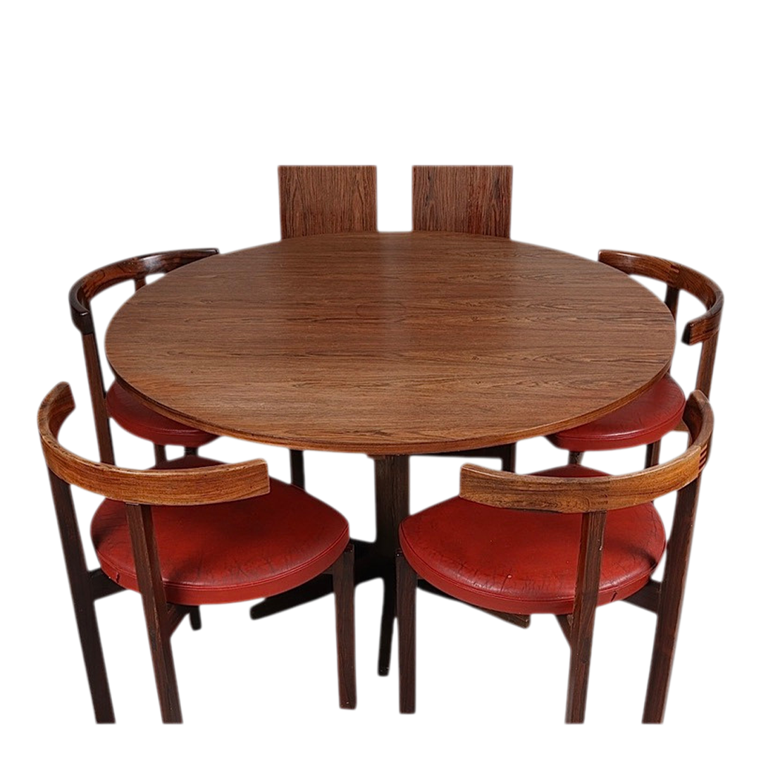 1960s Danish : Ole Gjerløv-Knudsen and Torben Lind rosewood dining set