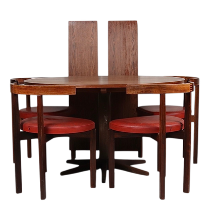 1960s Danish : Ole Gjerløv-Knudsen and Torben Lind rosewood dining set