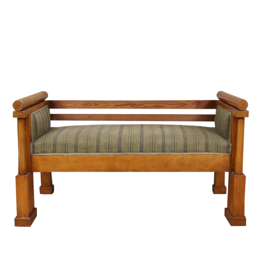 19thc Karl Johan-style : neoclassical revival 51" upholstered settee