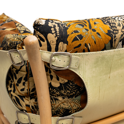 1970s Arne Norell : 2-seat "Ilona" sofa in light leather and floral upholstery