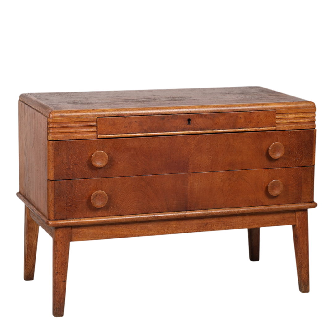 c1950 Swedish :  small oakwood dresser with reeded decor