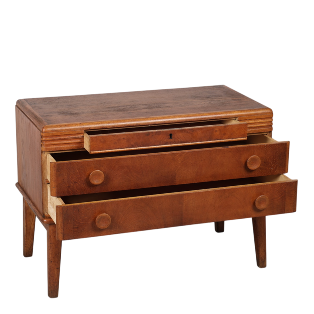 c1950 Swedish :  small oakwood dresser with reeded decor