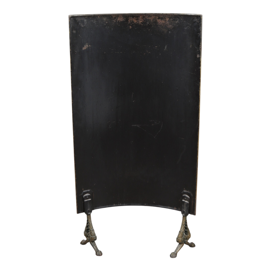 19thc English : large 41" metal fireplace screen with painted hound dog