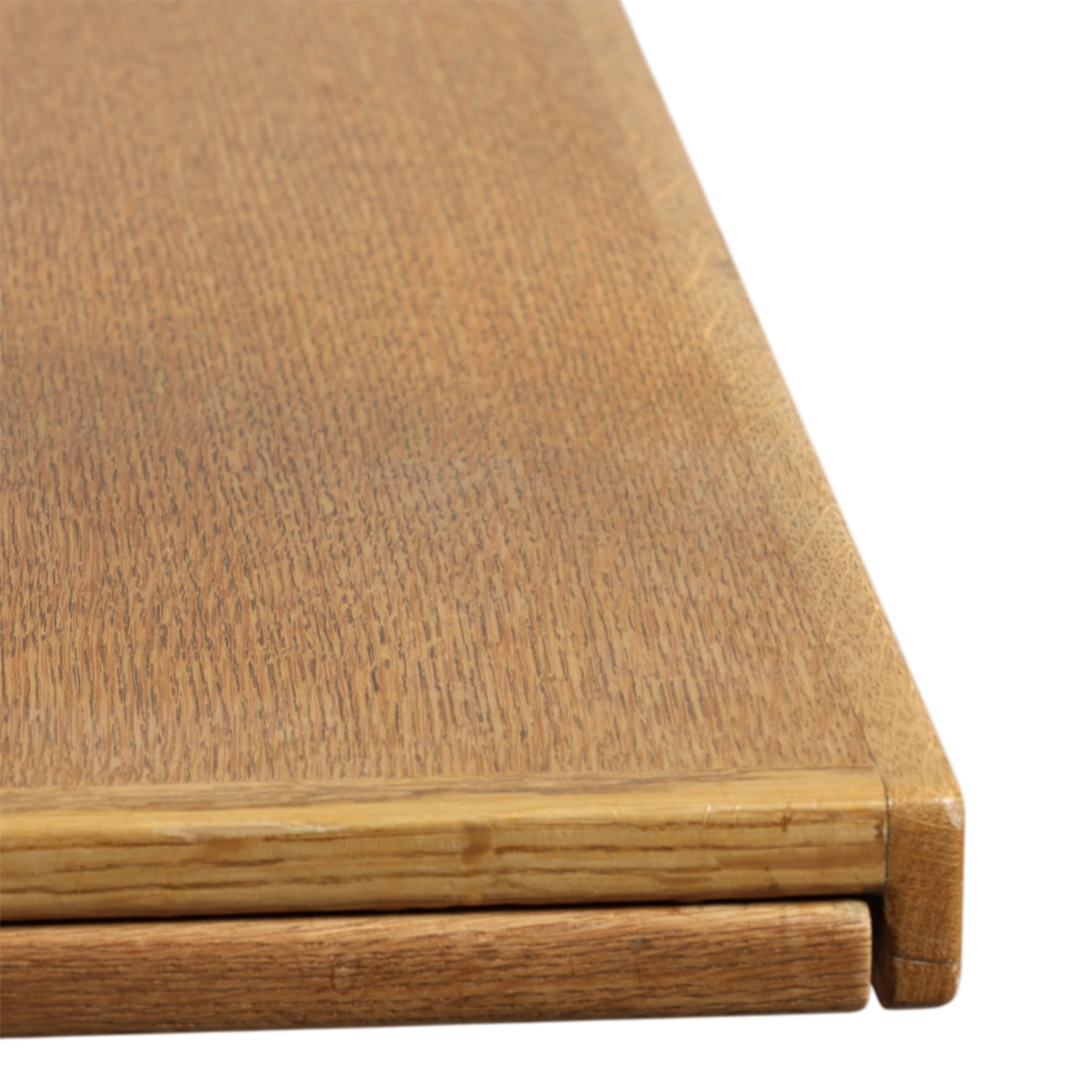 1960s Kjærnulf style: solid oak 63" dining table w/Dutch extensions