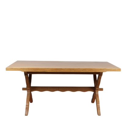 1960s Kjærnulf style: solid oak 63" dining table w/Dutch extensions