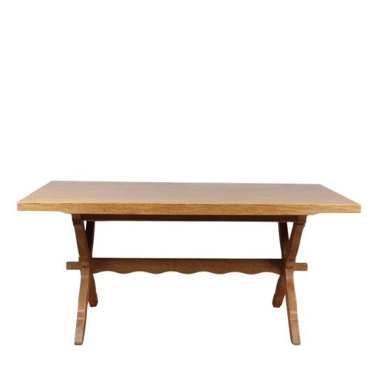 1960s Kjærnulf style: solid oak 63" dining table w/Dutch extensions