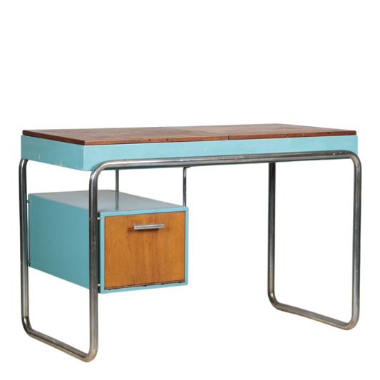 1930s Swedish : Bauhaus influenced chrome and painted wood desk
