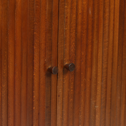 1950s Swedish : small beechwood cabinet with tambour doors
