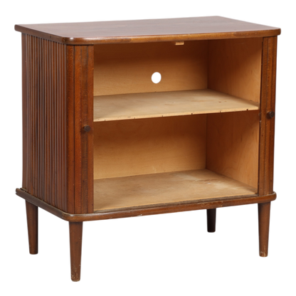1950s Swedish : small beechwood cabinet with tambour doors