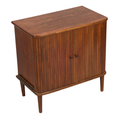 1950s Swedish : small beechwood cabinet with tambour doors