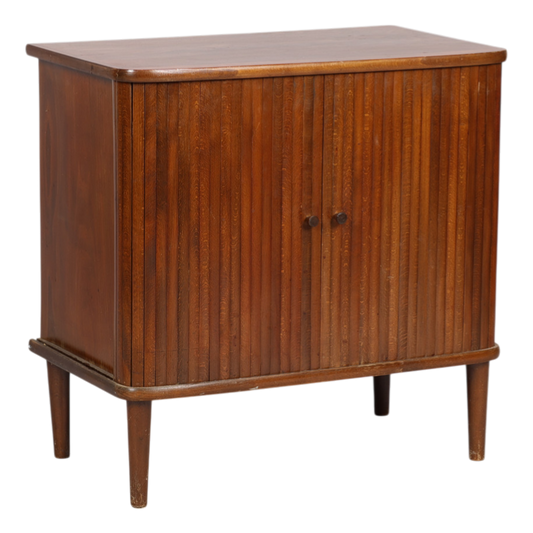 1950s Swedish : small beechwood cabinet with tambour doors