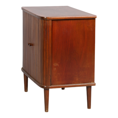 1950s Swedish : small beechwood cabinet with tambour doors
