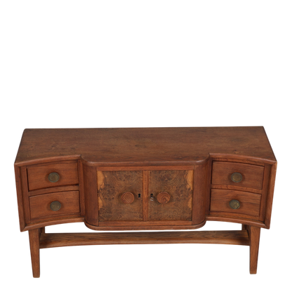 1940s Danish : oakwood 44" sideboard w/burl wood decor