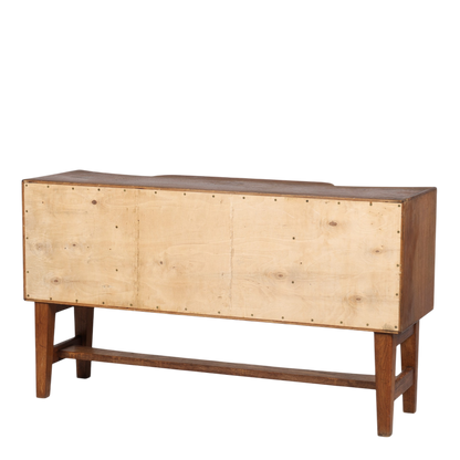 1940s Danish : oakwood 44" sideboard w/burl wood decor