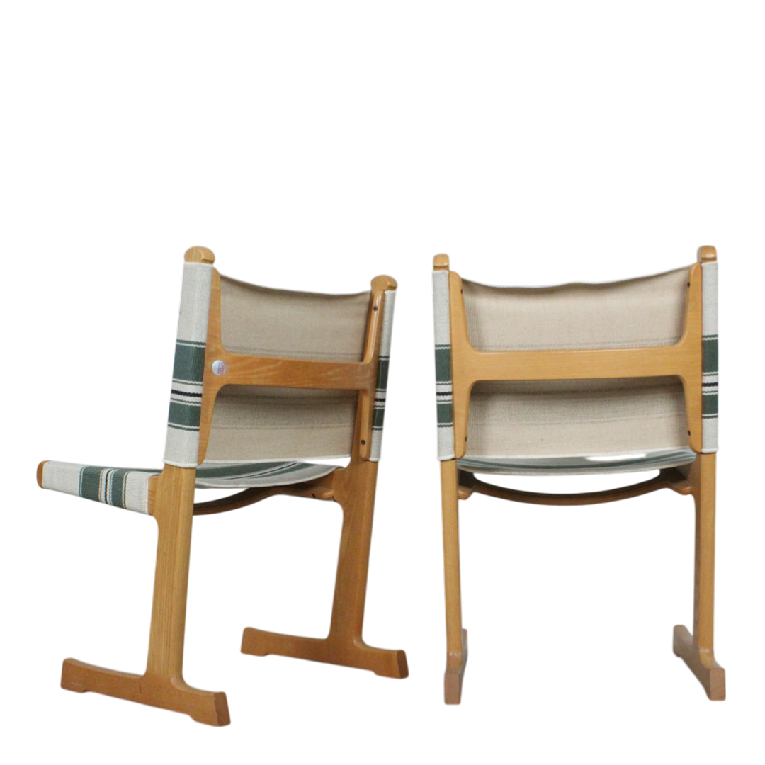 1970s Ditte & Adrian Heath : Cantilevered oak & canvas dining set, CADO