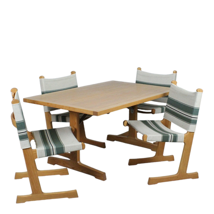 1970s Ditte & Adrian Heath : Cantilevered oak & canvas dining set, CADO