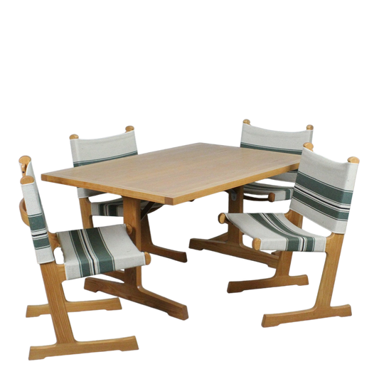 1970s Ditte & Adrian Heath : Cantilevered oak & canvas dining set, CADO
