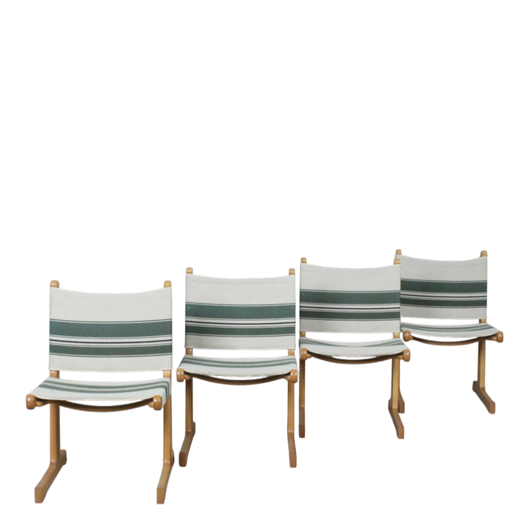 1970s Ditte & Adrian Heath : Cantilevered oak & canvas dining set, CADO