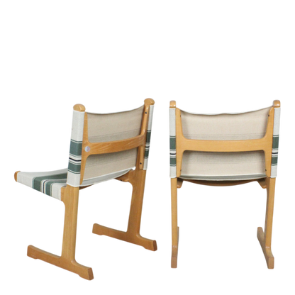 1970s Ditte & Adrian Heath : Cantilevered oak & canvas dining set, CADO