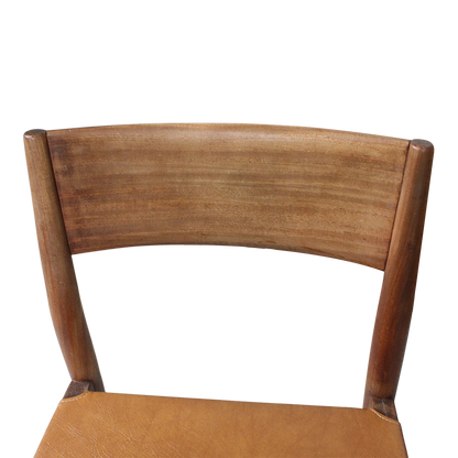 1960s Georg Leowald : set six teakwood & leatherette dining chairs