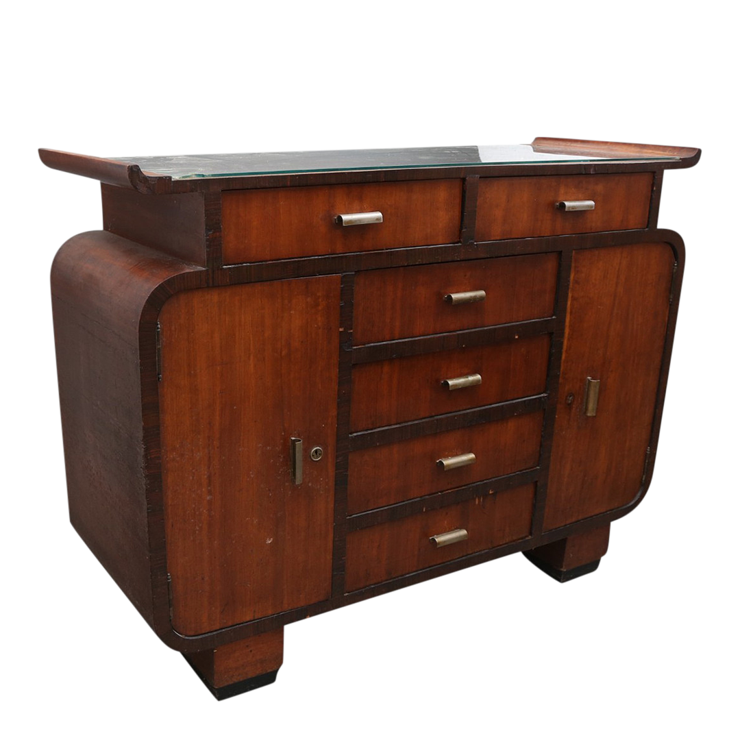 1930s European : classic Art Deco cabinet in mahogany