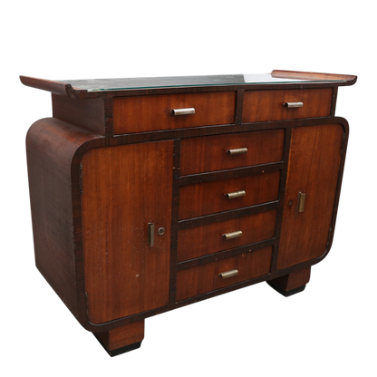 1930s European : classic Art Deco cabinet in mahogany