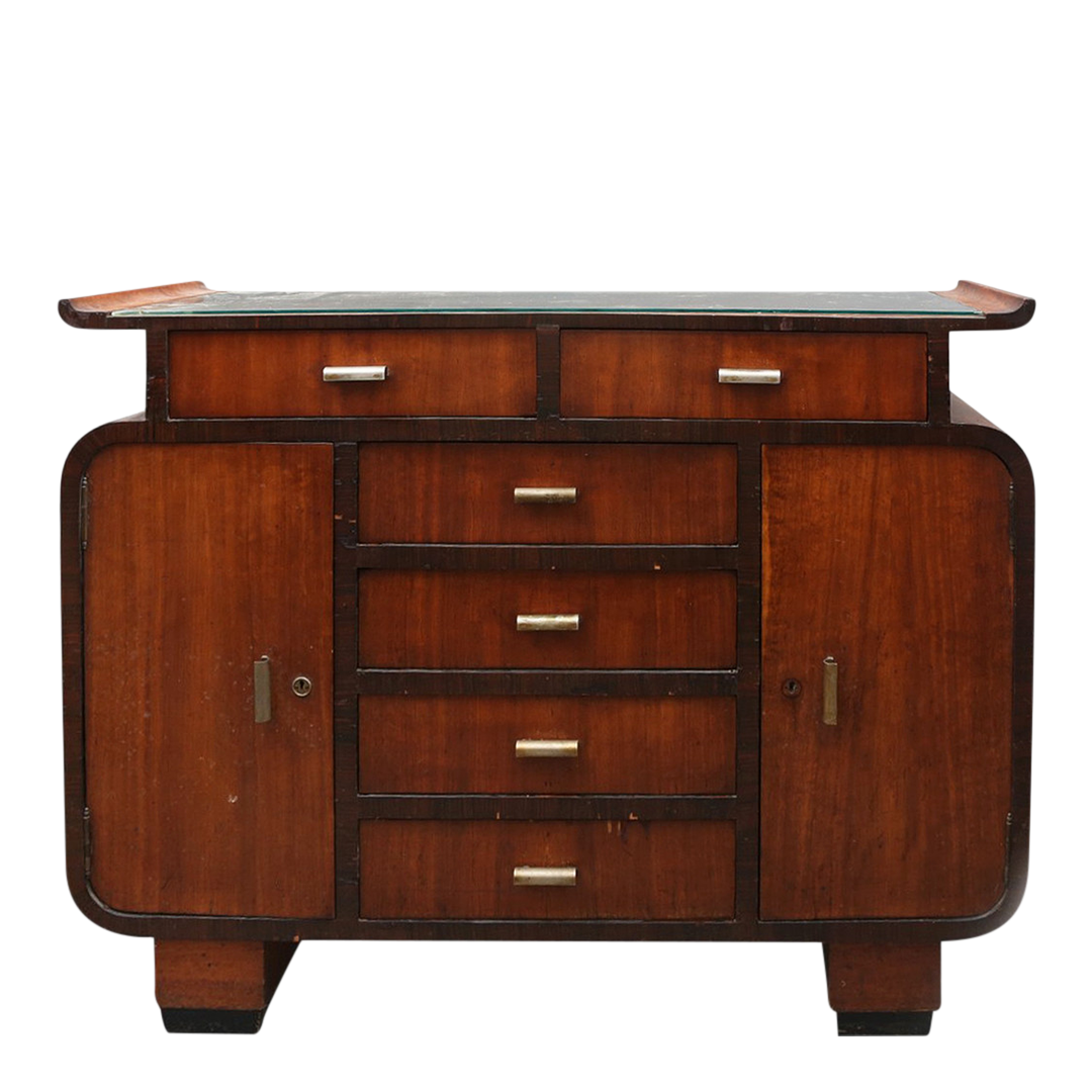 1930s European : classic Art Deco cabinet in mahogany