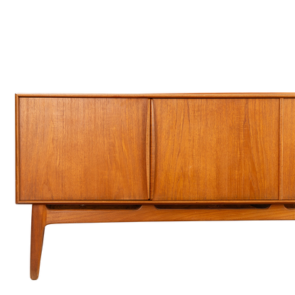 1960s Svend Åge Madsen : 95" four-door teakwood sideboard, Denmark