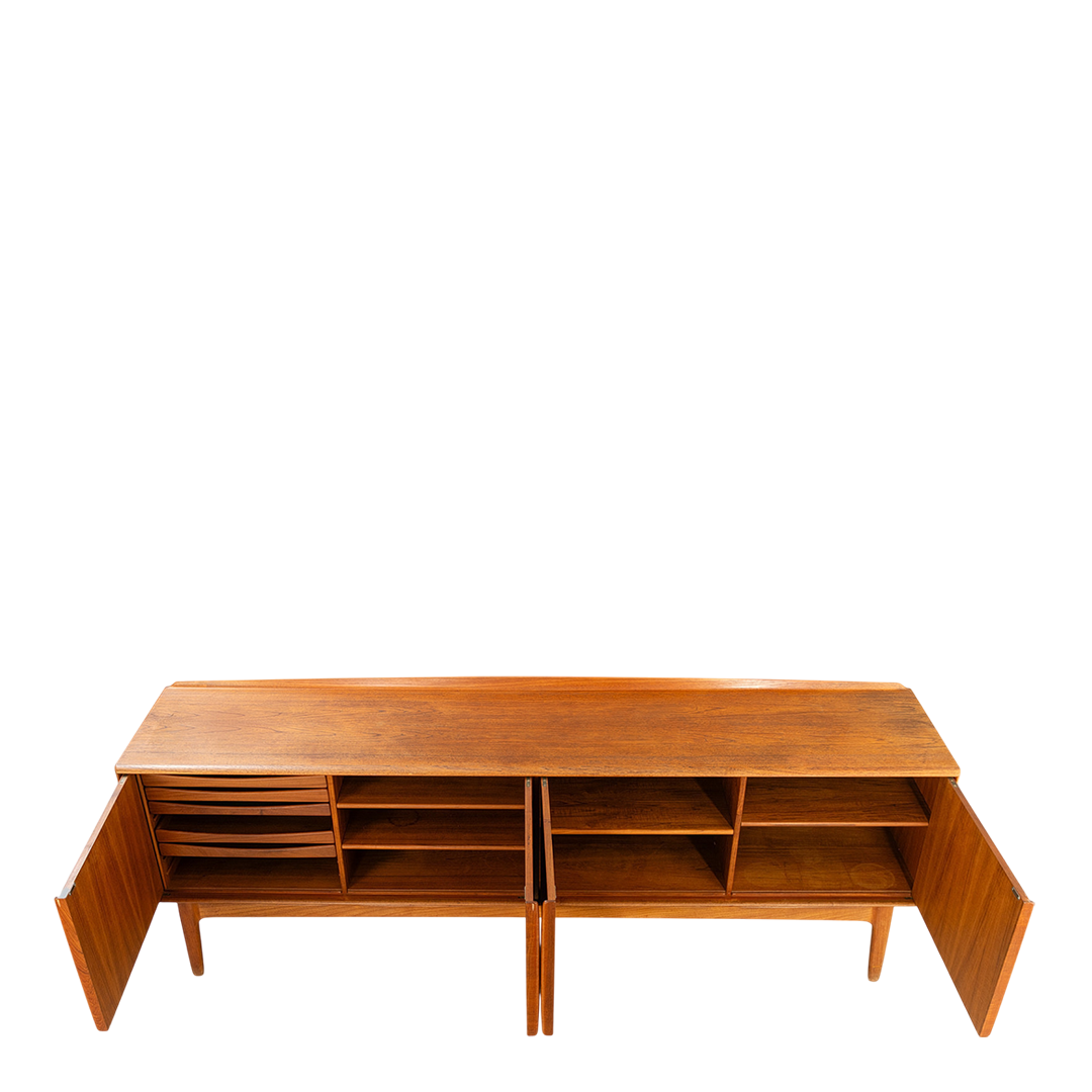 1960s Svend Åge Madsen : 95" four-door teakwood sideboard, Denmark