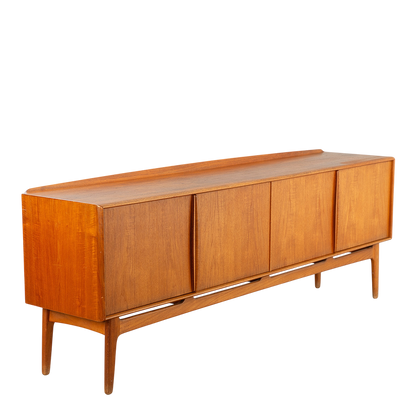 1960s Svend Åge Madsen : 95" four-door teakwood sideboard, Denmark