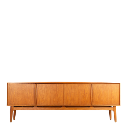 1960s Svend Åge Madsen : 95" four-door teakwood sideboard, Denmark