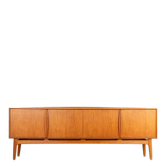 1960s Svend Åge Madsen : 95" four-door teakwood sideboard, Denmark