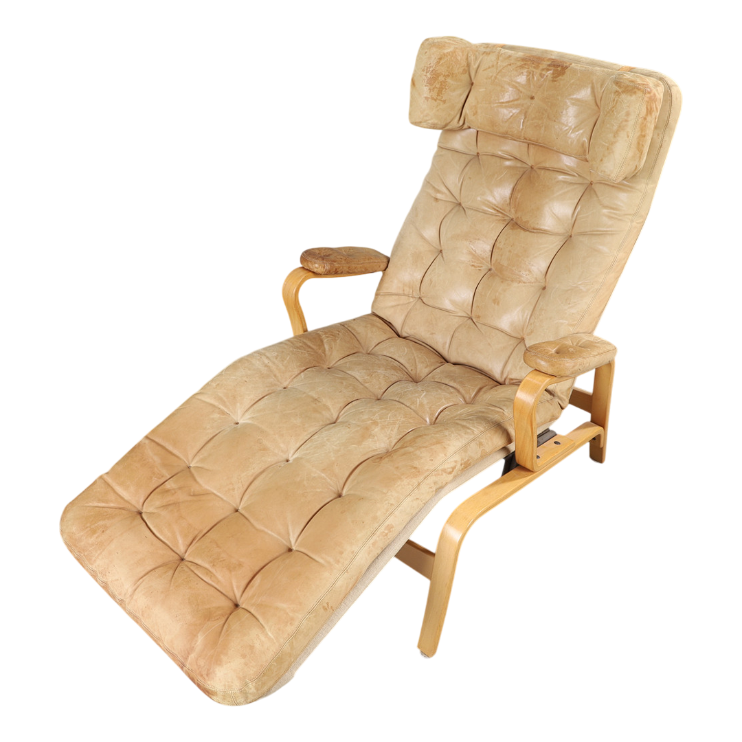 1970s Sam Larsson : "Fenix" reclining leather lounge chair, DUX