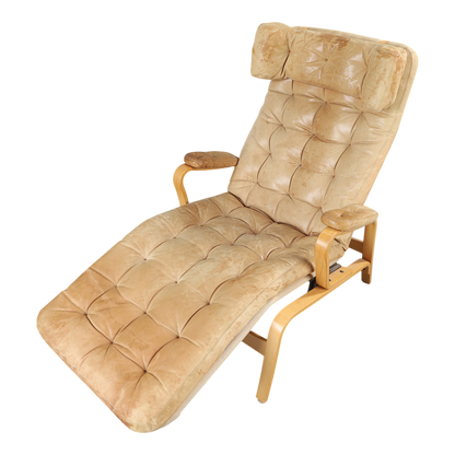 1970s Sam Larsson : "Fenix" reclining leather lounge chair, DUX