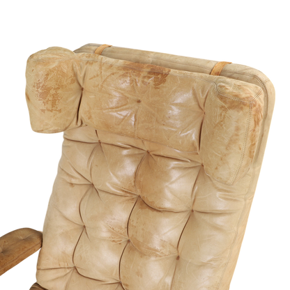 1970s Sam Larsson : "Fenix" reclining leather lounge chair, DUX