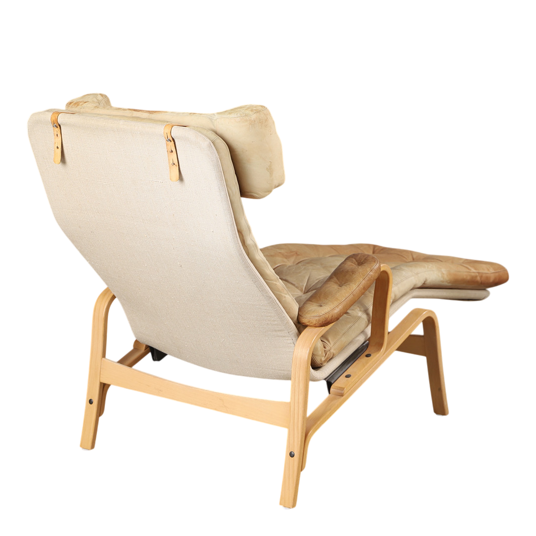 1970s Sam Larsson : "Fenix" reclining leather lounge chair, DUX